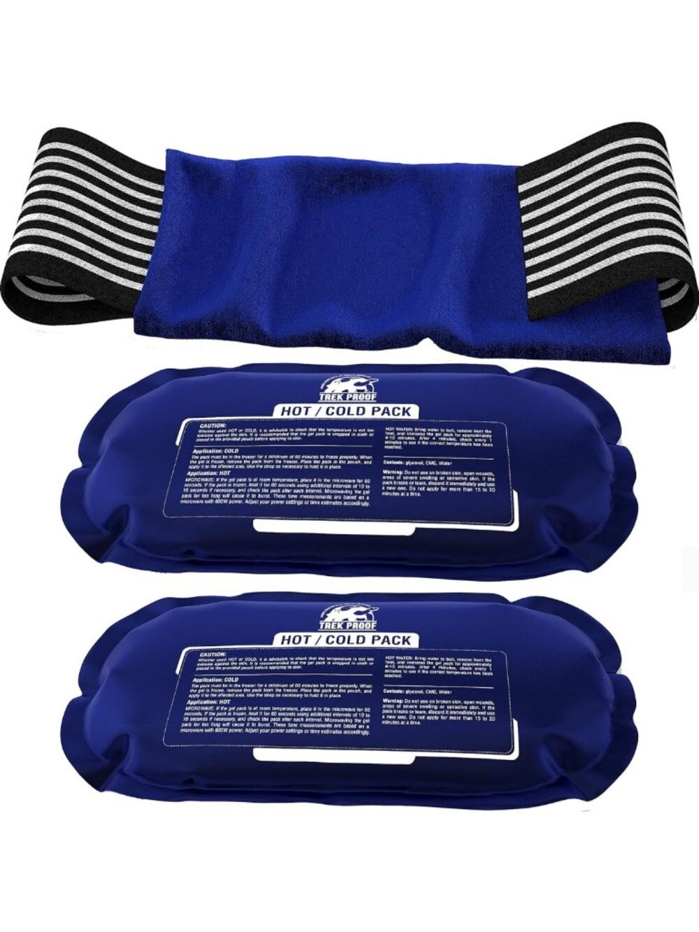 Reusable Hot & Cold Ice Packs for Pain Relief - 3-Piece Gel Wrap Set for